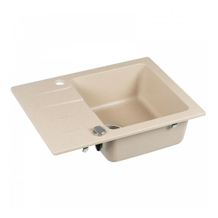 Kerra Chiuvetă Coast 25 cu un singur bazin din granit cu tavă de scurgere și robinet Mona - bej [2]