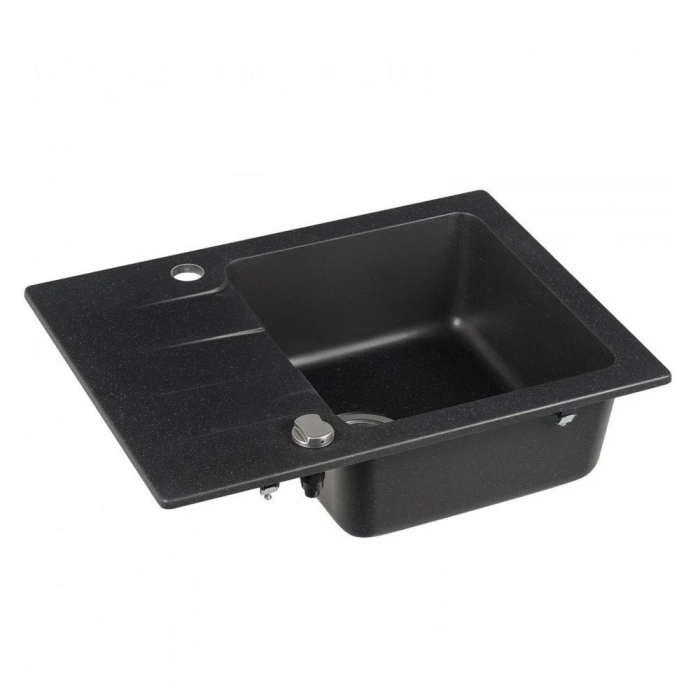 Kerra Chiuvetă Coast 25 cu un singur bazin din granit cu tavă de scurgere și robinet Mona - negru [2]