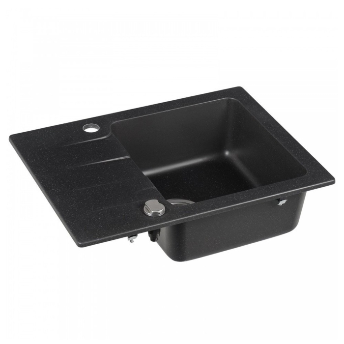 Kerra Chiuvetă din granit Coast 25 cu o cuvă, tip picurare, neagră [2]