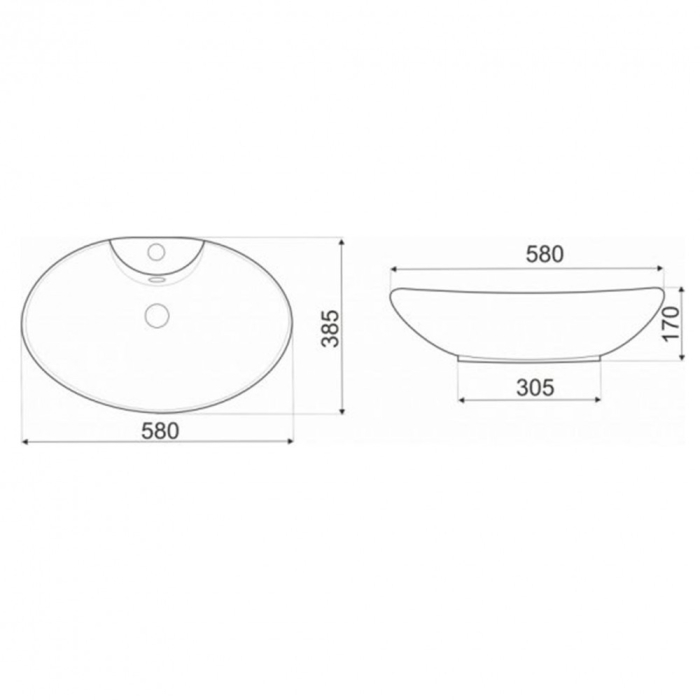 Kerra Lavoar ceramic KR-139, 58x38 cm, alb lucios [2]