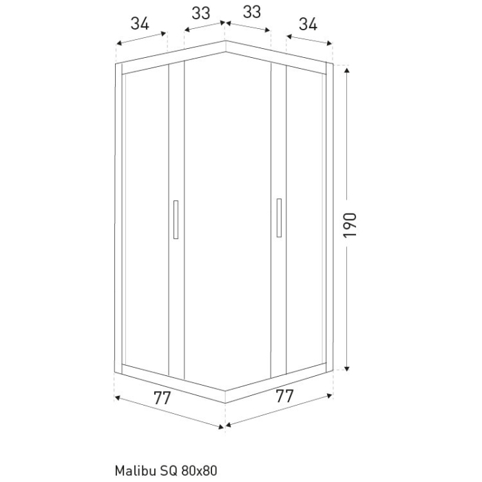 Kerra Malibu SQ 80x80 cabină de duș pătrată fără tavă de duș [2]