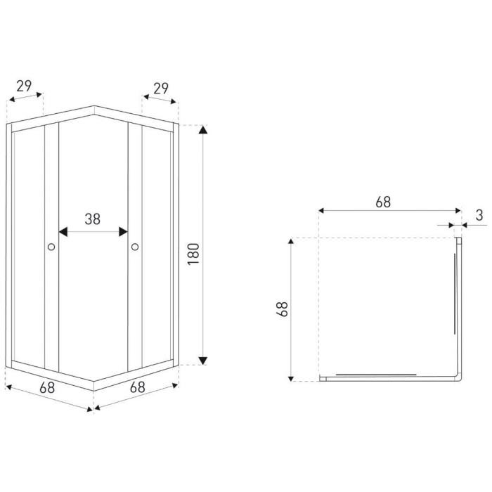 Kerra OLGA SQ 70x70 cabină de duș pătrată fără tavă de duș [2]