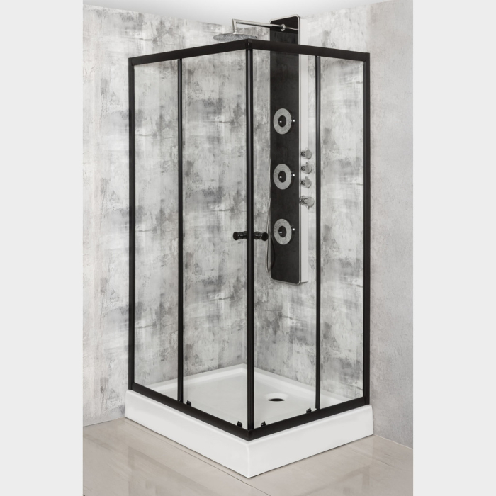 Kerra Olga SQ Element 100x100 negru pătrat cabină de duș fără tavă [2]