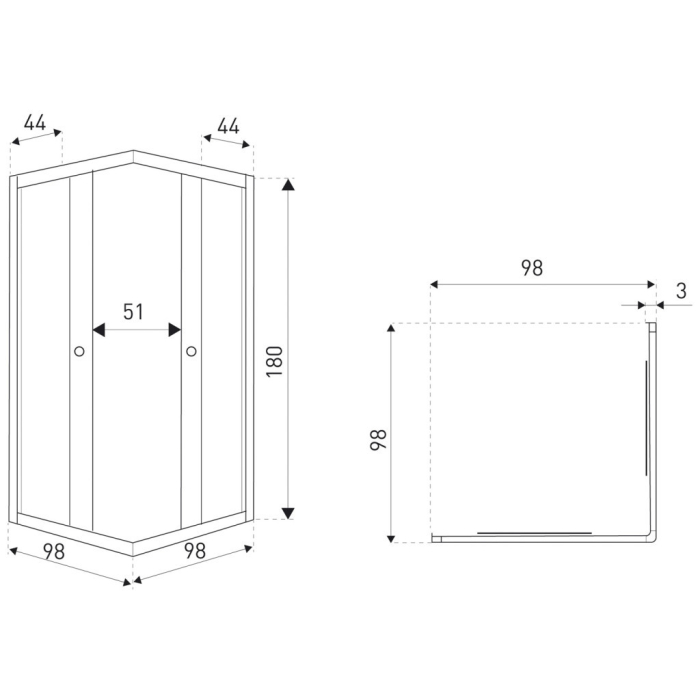 Kerra Olga SQ Element 100x100 negru pătrat cabină de duș fără tavă [8]