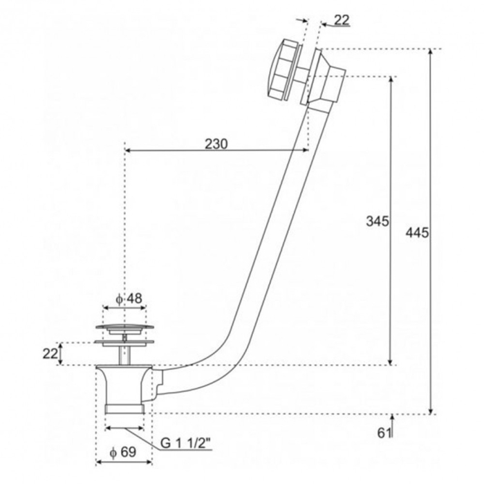 Kerra DREEMPCH MOS sifon de scurgere pentru baie, crom [2]