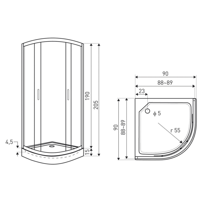 Kerra Soho Black 90 cabină de duș curbată cu tavă de duș XN [2]