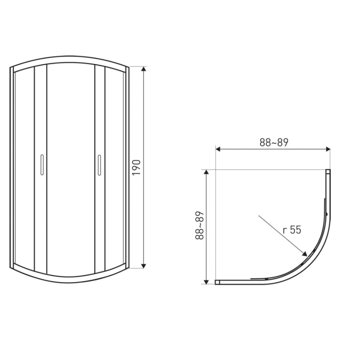 Kerra Soho Black 90 cabină de duș curbată fără tavă de duș [2]