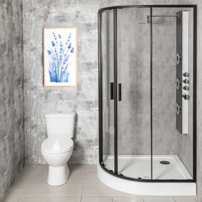 Kerra Solid RA 100x80 BL curbat ușă dublă asimetrică cabină de duș fără tavă [4]