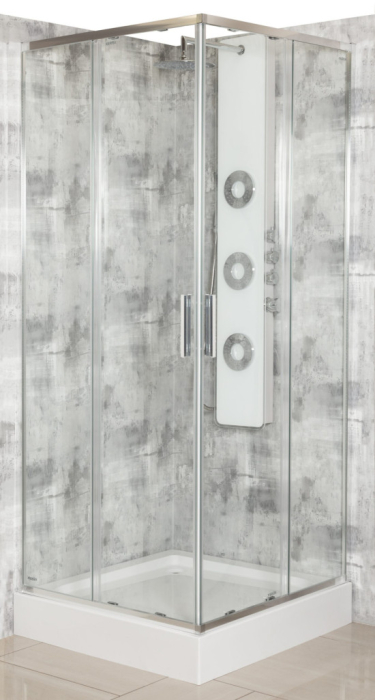 Kerra Solid SQ 100 Chrome cabină de duș pătrată cu tavă de duș [3]