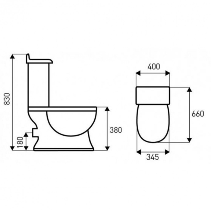 Kerra Toaletă monobloc Retro KR-13 cu evacuare spate și scaun [2]