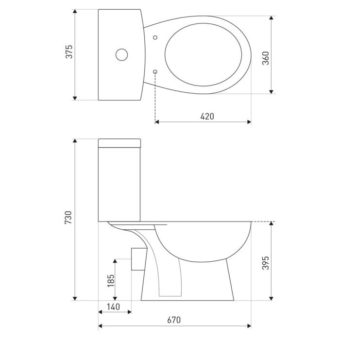 Kerra Toaletă Tetra monobloc cu spălare din spate [5]
