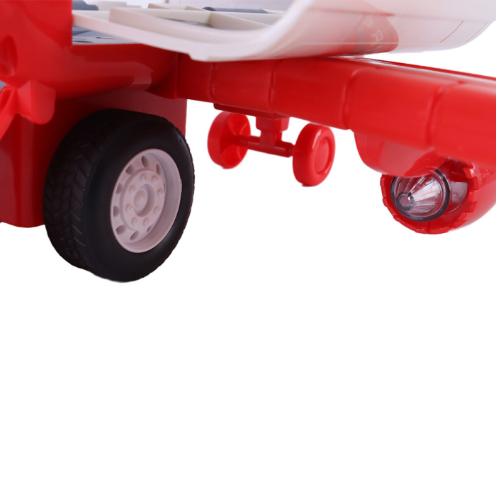 Leziter Avion de transport pentru pompieri cu 4 mașini de pompieri, accesorii, efecte luminoase și sonore [7]