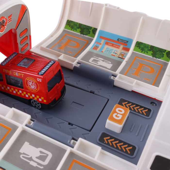 Leziter Avion de transport pentru pompieri cu 4 mașini de pompieri, accesorii, efecte luminoase și sonore [6]