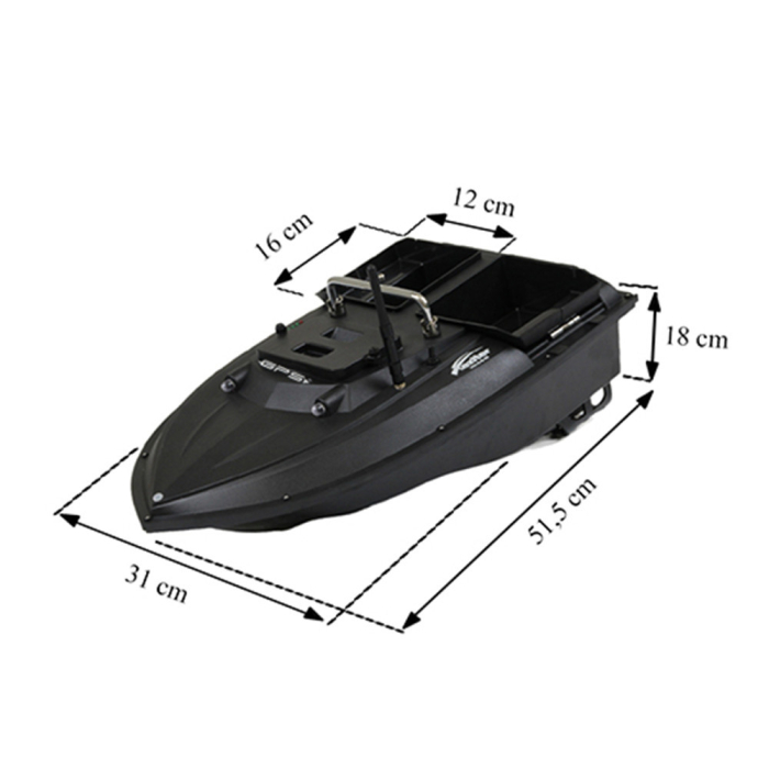 Leziter Barcă de hrănire GPS 4G cu ejector lateral, compartiment dublu pentru hrănire, negru [8]