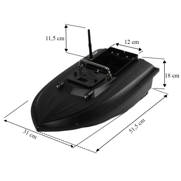 Leziter Barcă de momeală cu ejecție spate, neagră [7]