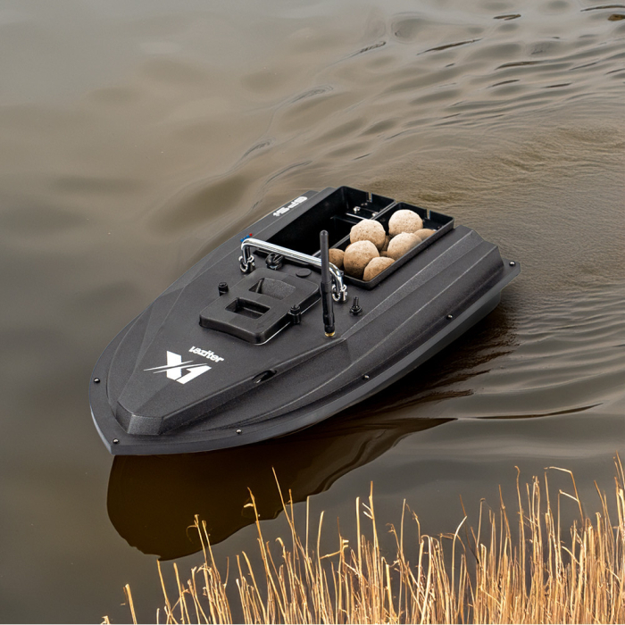 Leziter Barcă de momeli X1 GPS 4G cu compartiment dublu pentru hrănire, ejecție spate, negru [2]