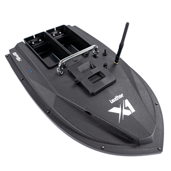 Leziter Barcă de momeli X1 GPS 4G cu compartiment dublu pentru hrănire, ejecție spate, negru [6]