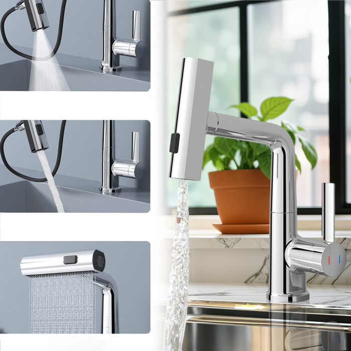 Leziter Robinet mixer pentru chiuvetă Mara cu cap multifuncțional crom [4]