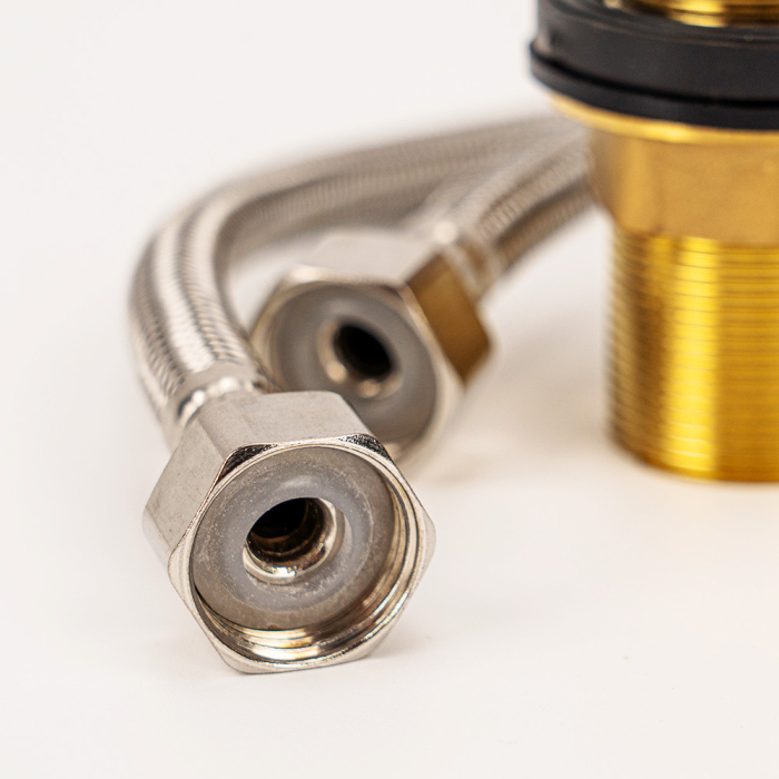 Leziter Robinet mixer pentru chiuvetă pe piedestal Corin cu gura de scurgere flexibilă alb [10]