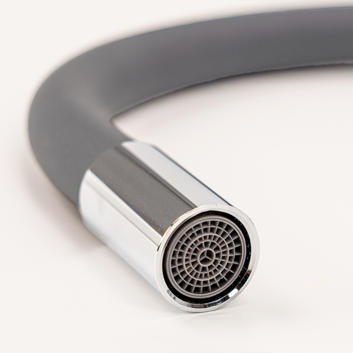 Leziter Robinet mixer pentru chiuvetă cu piedestal Corin cu gura de scurgere flexibilă gri [9]