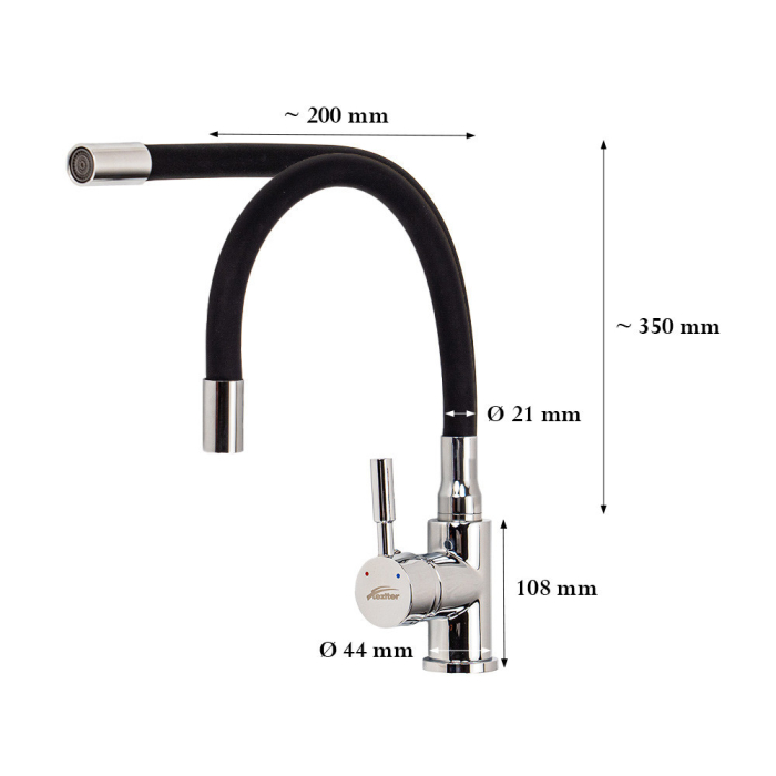 Leziter Robinet mixer pentru chiuvetă cu piedestal Corin cu gura de scurgere flexibilă negru [6]