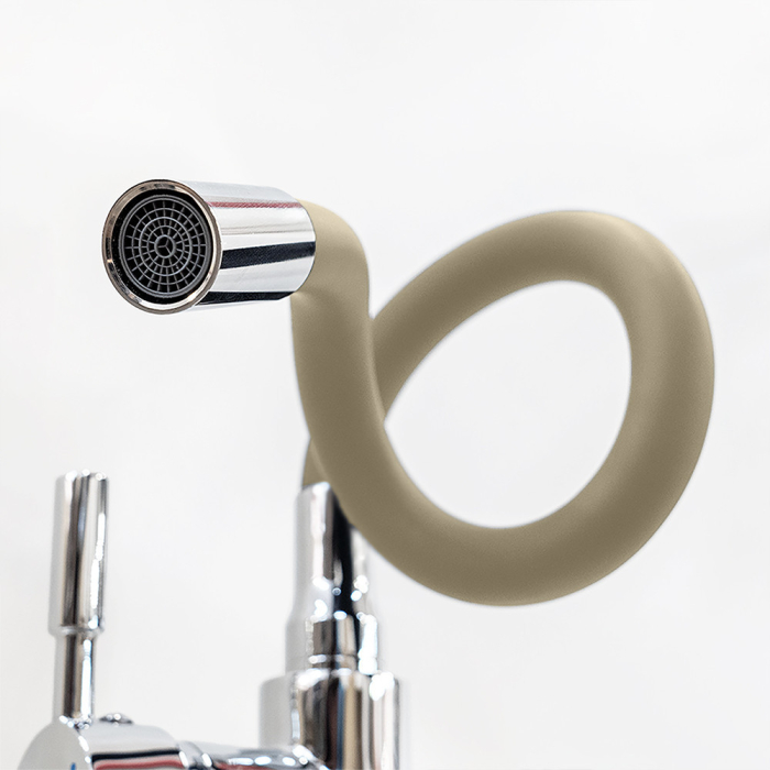 Leziter Robinet mixer pentru chiuvetă cu piedestal Corin cu gura de scurgere flexibilă bej [9]