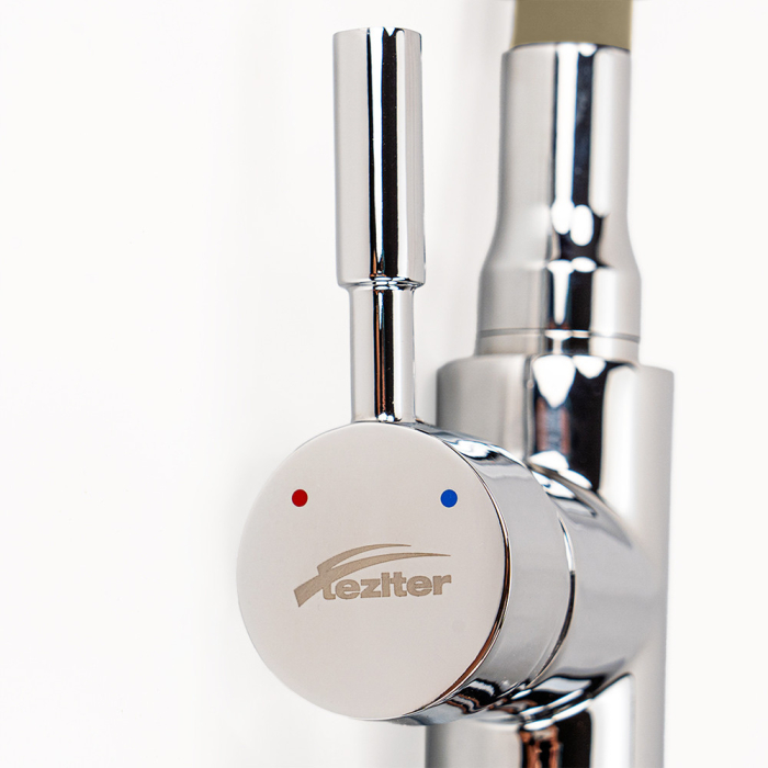 Leziter Robinet mixer pentru chiuvetă cu piedestal Corin cu gura de scurgere flexibilă bej [8]