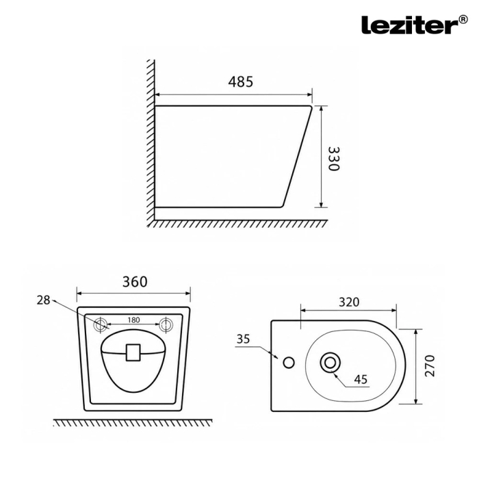Leziter Bidet de perete Ride alb [3]
