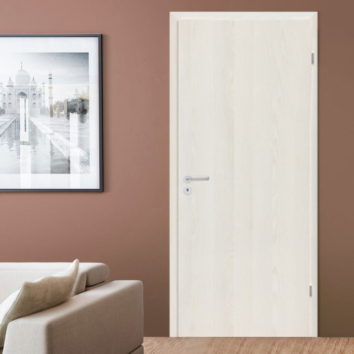 Leziter Blat de ușă decorativ 3D Frasin alb 100 dreapta cu balama cromată cu încuietoare BB [2]