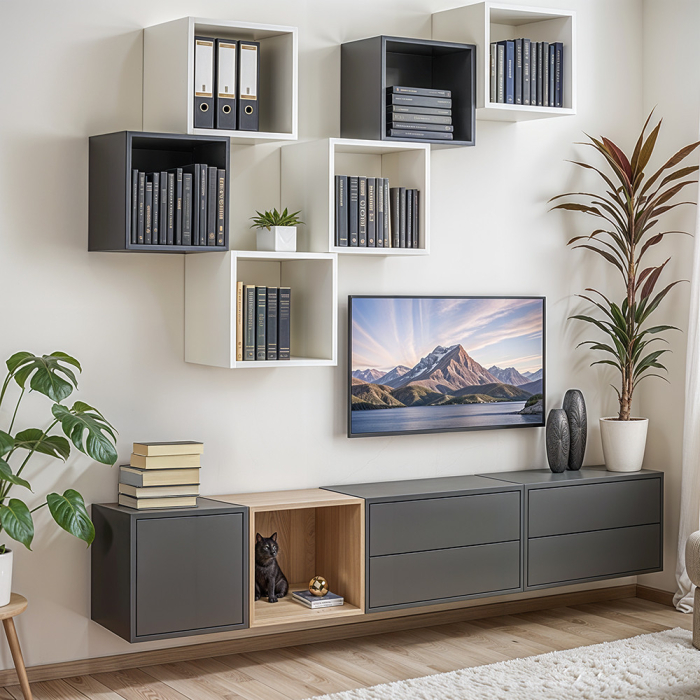 Leziter Boxie dulap de perete deschis 80x80x37 cm stejar sonoma [5]