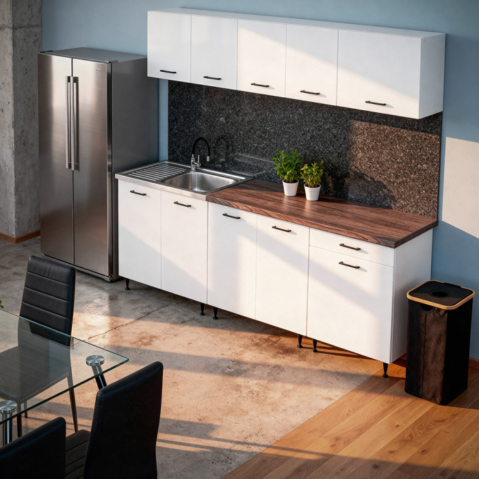 Leziter Bucătărie Primo 220 alb, cu blat rauna sil [2]