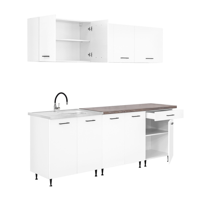 Leziter Bucătărie Primo 220 alb, cu blat rauna sil [5]