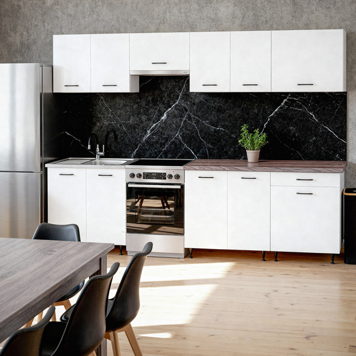 Leziter Bucătărie Primo 280 alb, cu blat rauna sil [2]