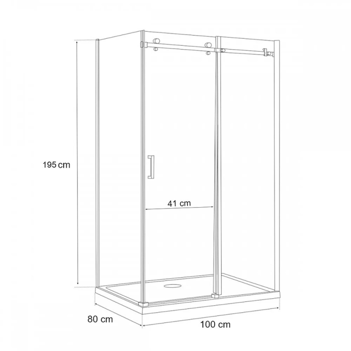 Leziter Cabină de duș asimetrică Bold-in 80x100 cm fără cădiță de duș [3]