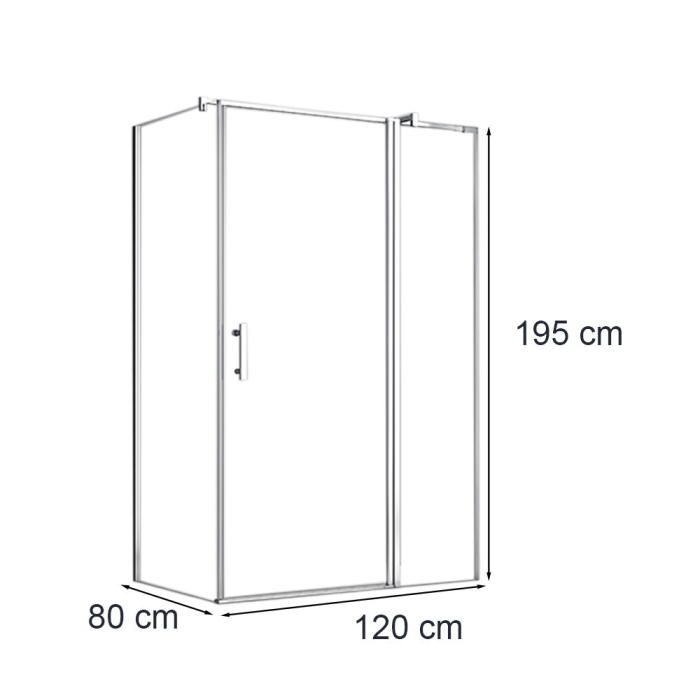Leziter Cabină de duș asimetrică simplă de 80x120 cm cu ușă cu deschidere, fără tavă de duș [3]