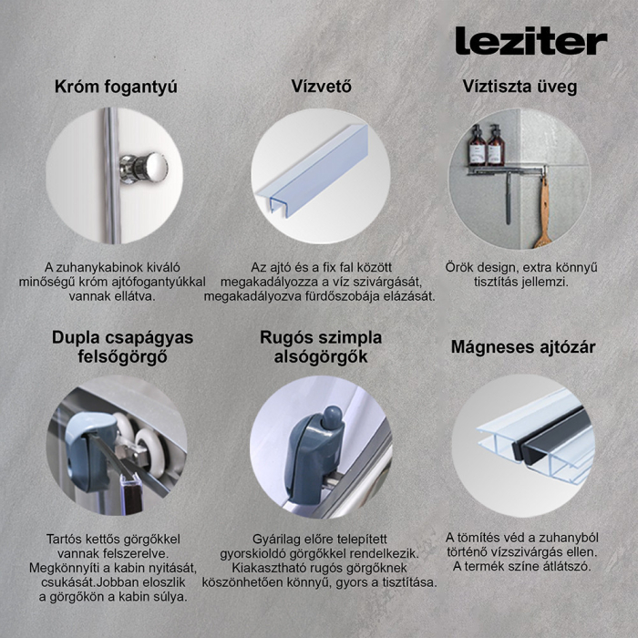 Leziter Cabină de duș cu hidromasaj Aria cu instalare pe partea stângă [4]