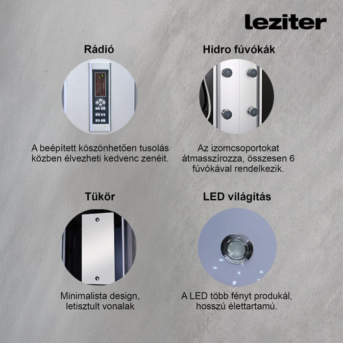 Leziter Cabină de duș cu hidromasaj Aria cu instalare pe partea stângă [6]