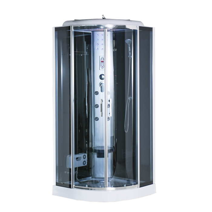 Leziter Cabină de duș cu hidromasaj curbată Vital Black 80x80 cm [10]