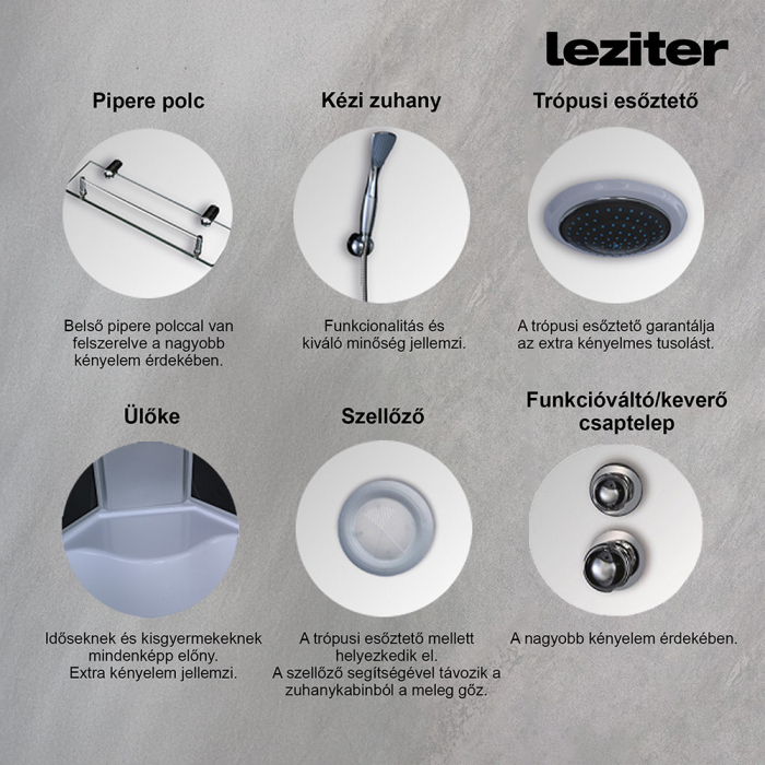 Leziter Cabină de duș cu hidromasaj Lia 80x120 cm, stânga [5]