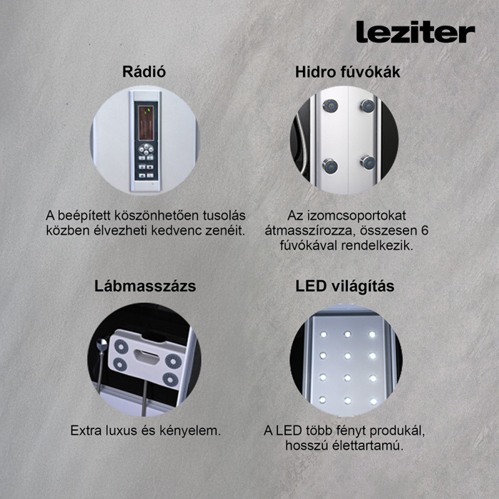 Leziter Cabină de duș cu hidromasaj Lia 80x120 cm, stânga [6]