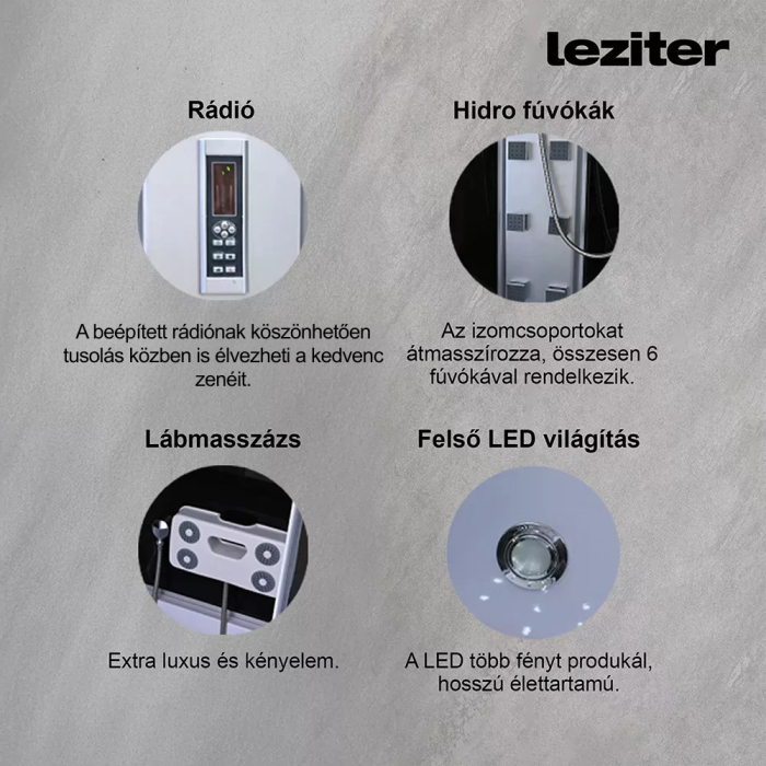 Leziter Cabină de duș cu hidromasaj Mila - neagră [6]