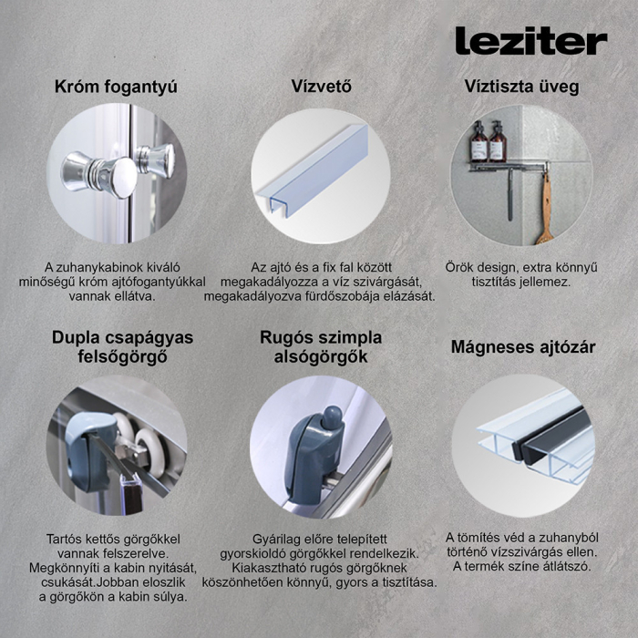 Leziter Cabină de duș cu hidromasaj Mila - neagră [4]