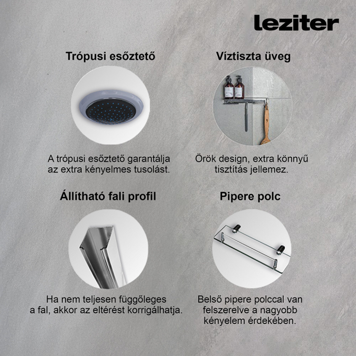 Leziter Cabină de duș cu hidromasaj pătrată Valerie 80x100 cm [5]