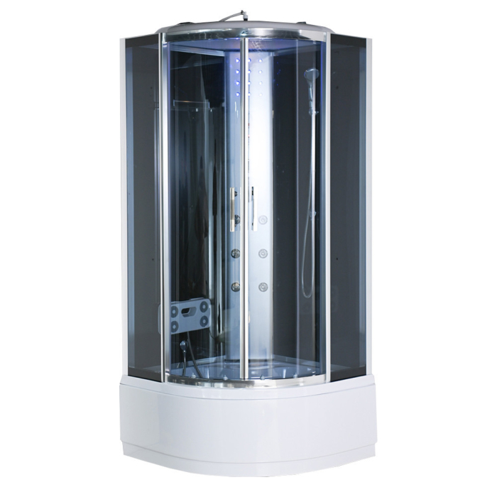 Leziter Cabină de duș cu hidromasaj Vital Black 80x80 cm, curbată și adâncă [10]