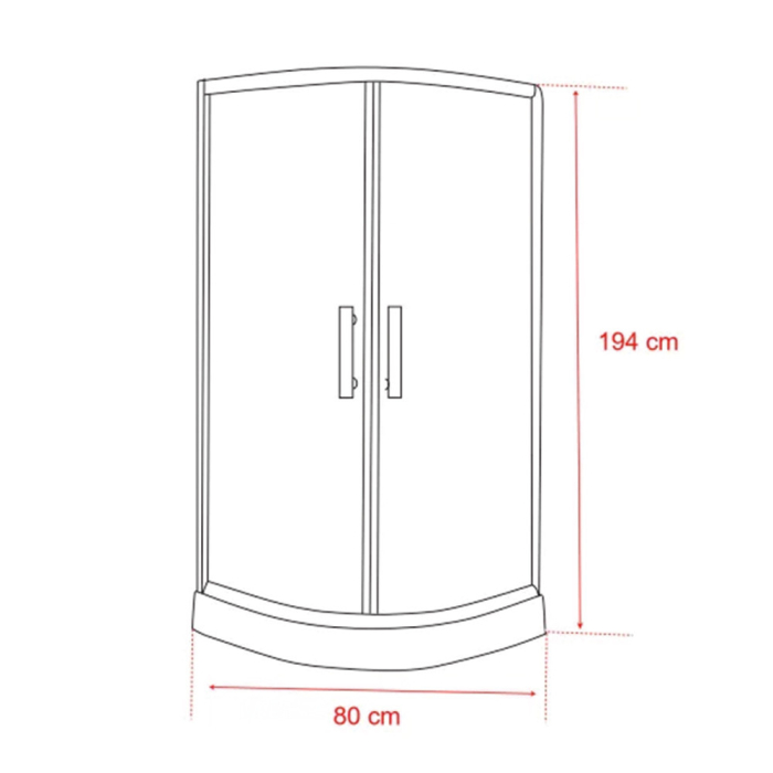 Leziter Cabină de duș curbată Spirit Clear 80x80 cm cu cădiță de duș neagră [3]