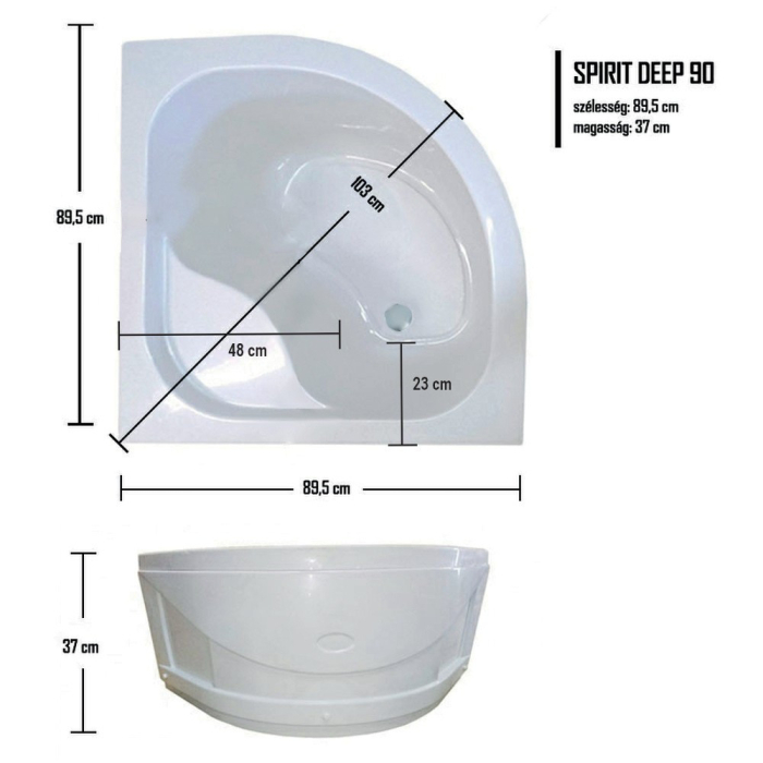 Leziter Cabină de duș curbată Spirit Deep 90x90 cm cu cădiță de duș [7]
