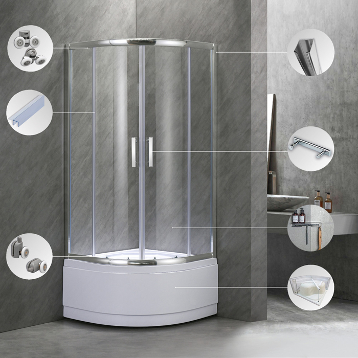 Leziter Cabină de duș curbată Spirit Deep 90x90 cm cu cădiță de duș [5]