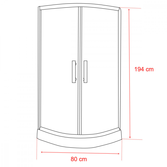 Leziter Cabină de duș curbată Spirit Matt 80x80 cm cu cădiță de duș [3]