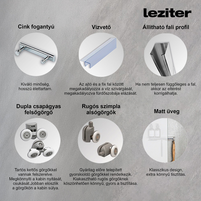 Leziter Cabină de duș curbată Spirit Matt 80x80 cm cu cădiță de duș [4]