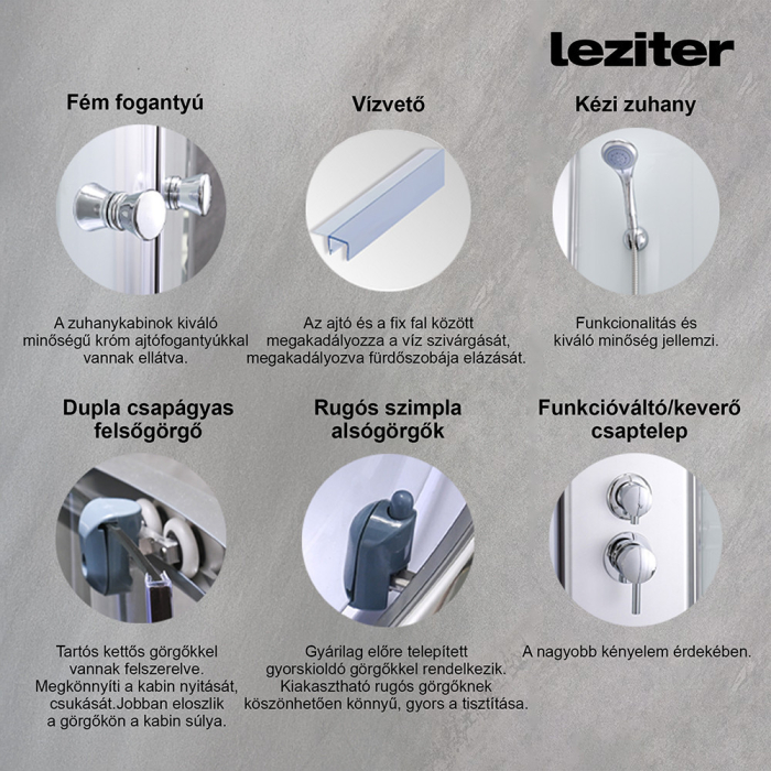 Leziter Cabina de dus Karolino 80x80 cm cu tava adanca alba [4]
